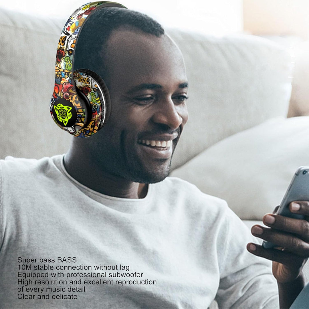 Over-Ear-Kopfhörer, Kabelloses, Faltbares, Leichtes Headset, Innovativer Graffiti-Design-Kopfhörer m