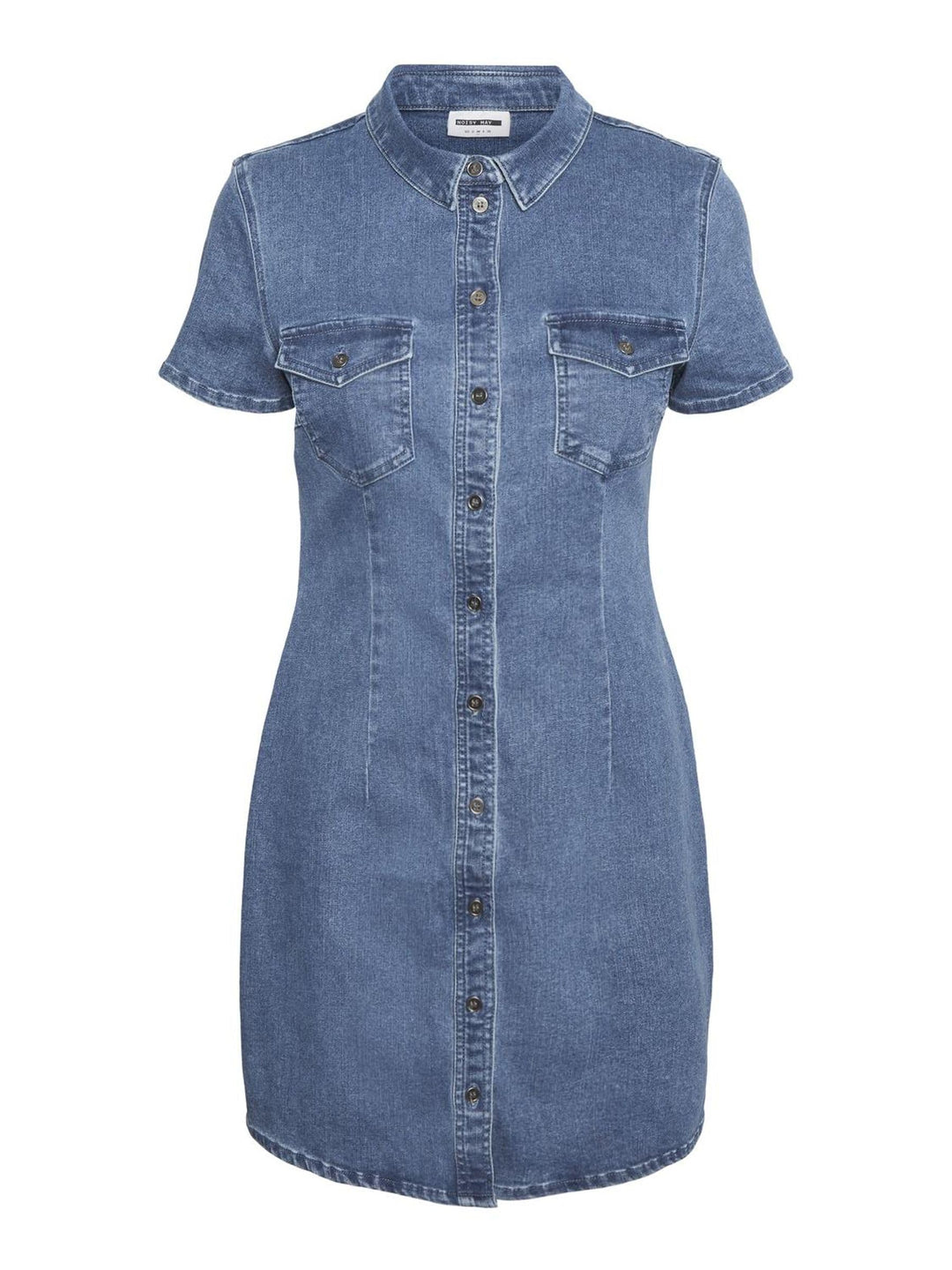 Noisy may Joy Short Sleeve Mid Wash Denim Day Dress M Medium Blue Denim, M Medium Blue Denim
