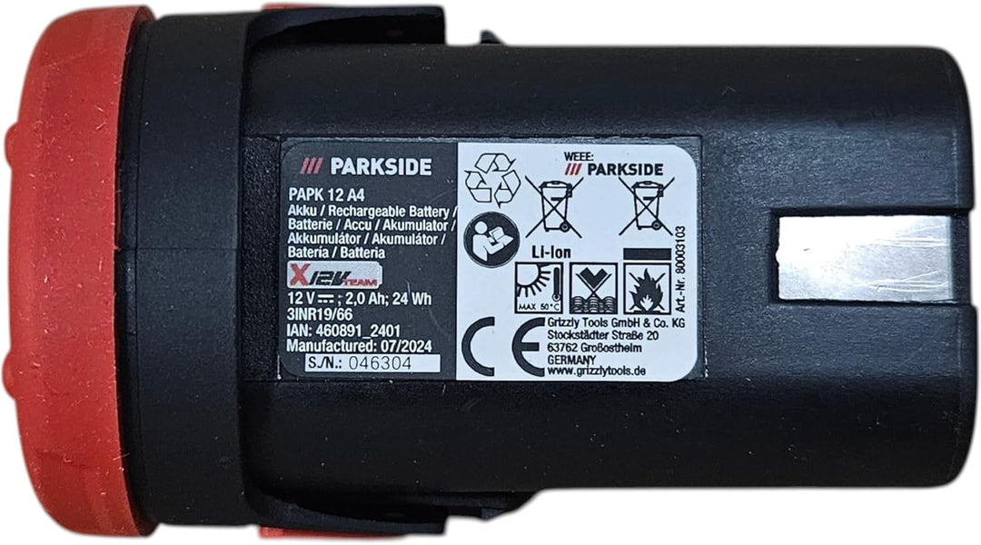 Zusatz Akku für Parkside PAPK 2 Ah für Werkzeuge aus der X 12 V Familie