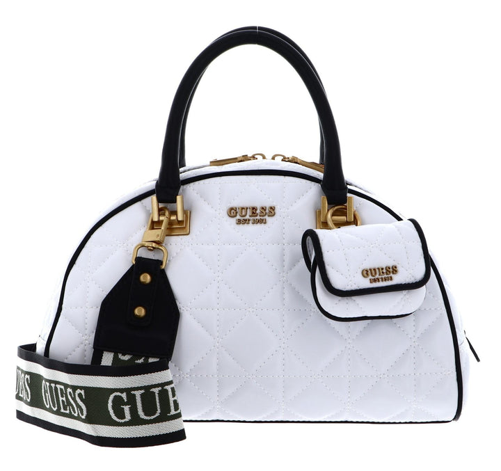 GUESS Damen Mildred Bowler Schulranzen, Griffe Oben Weiss/Opulenter Garten, Weiss/Opulenter Garten