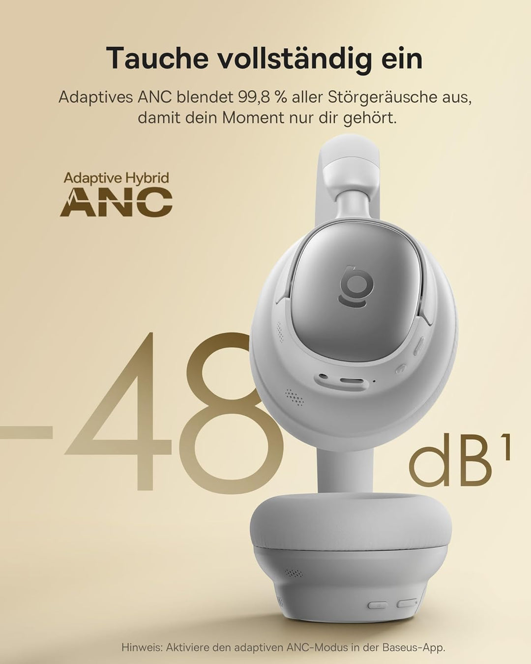 Baseus MH1 Bluetooth Kopfhörer, -48 dB hochwirksame Geräuschunterdrückung, Monolithischer Kopfbügel