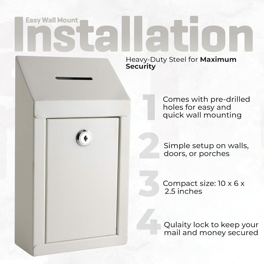 Metall-Spendenbox & Sammelbox Büro Vorschlagsbox Secure Box mit Top Coin Slot und Schloss inklusive