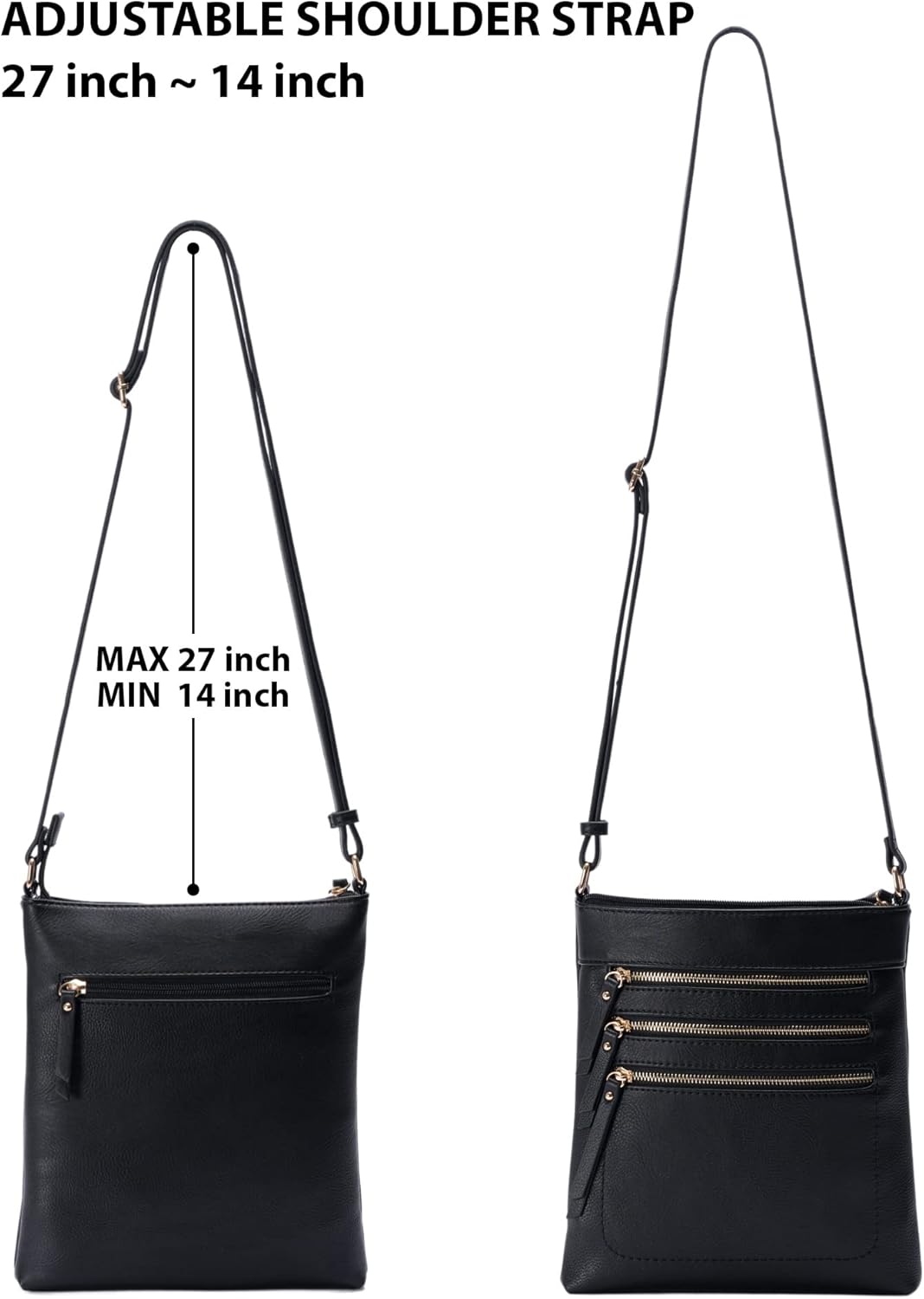 Solene Crossbody Bag Functional Multi Pocket Messenger Purse Top Zip Closure Shoulder Handbag With A
