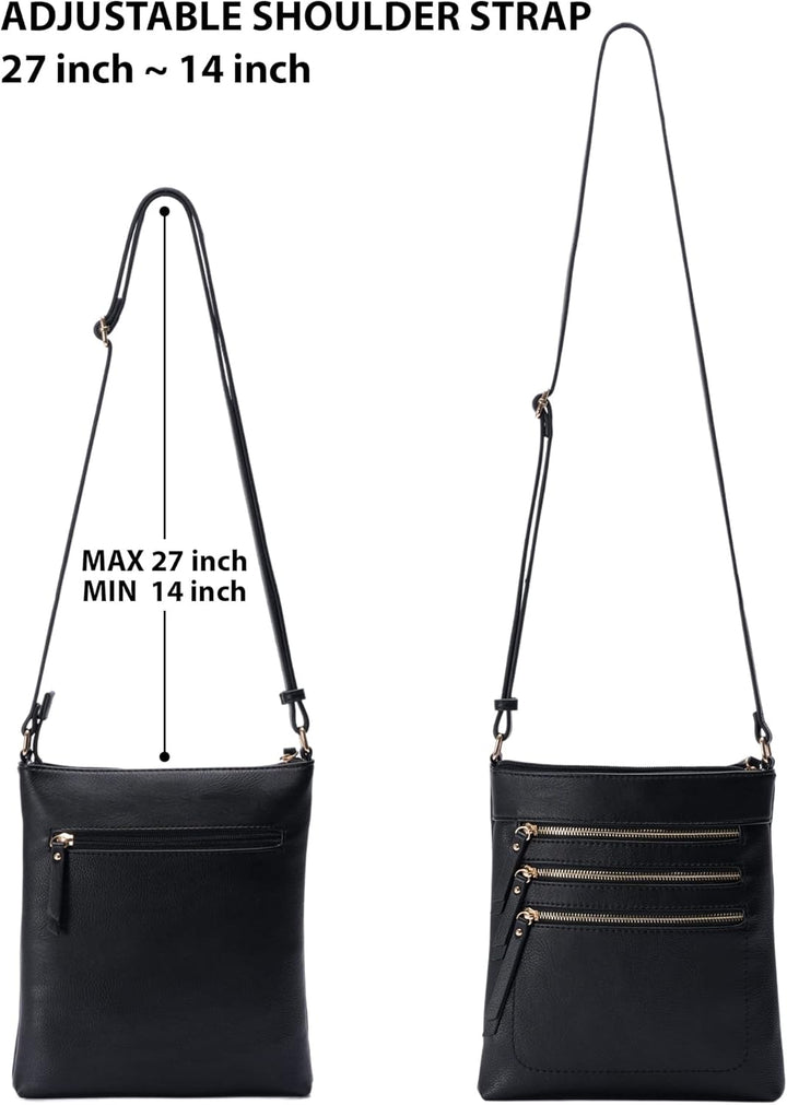 Solene Crossbody Bag Functional Multi Pocket Messenger Purse Top Zip Closure Shoulder Handbag With A