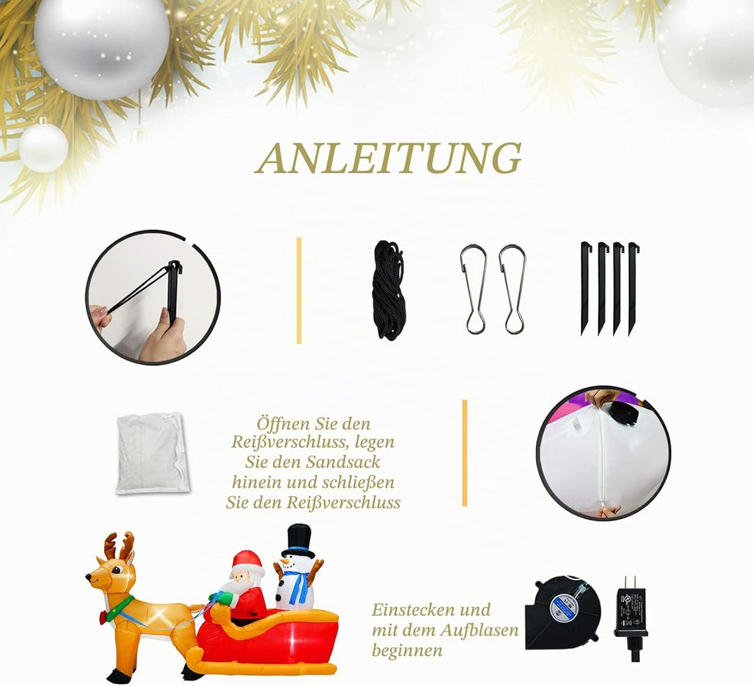 2.0m langes Weihnachten aufblasbares Weihnachtsmann-Rentiergeschenk mit Schneemann für Weihnachtsdek