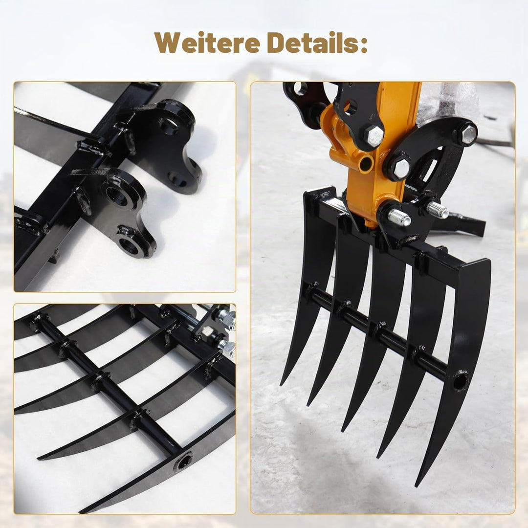 Breiter Minibagger Rechen – Passend für 800-1800 kg Minibagger, Minibagger Anbaugeräte & Zubehör mit