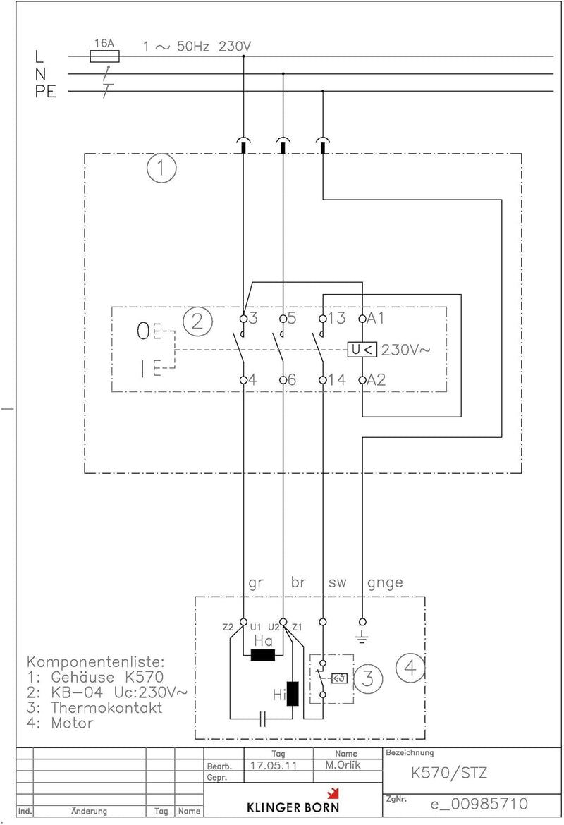 Starter Schalter K570 1Ph 3,0kW 230V/AC-3