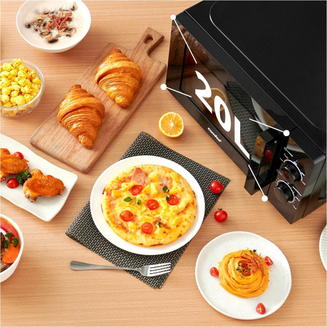Comfee CMSN 20 bk Mikrowelle/Solo-Mikrowelle mit 5 Leistungsstufen/Innenbeleuchtung/easy Defrost/360