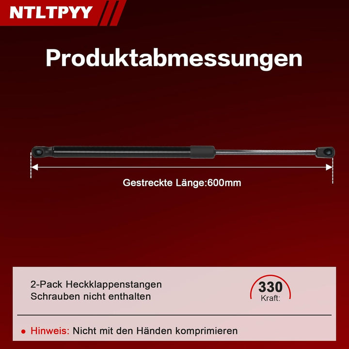 2pcs Gasdruckfeder kompatibel mit VW New Beetle 1998-2010, Exakte 330N Heckklappendämpfer für sanfte