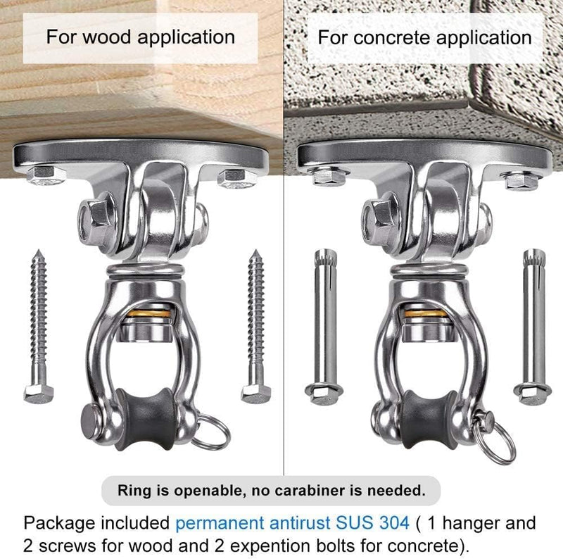 SELEWARE 900KG Kapazität Boxsack Halterung Edelstahl 360° Drehen SUS304 Edelstahl Deckenhaken Schauk