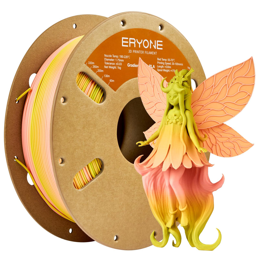 ERYONE Matte PLA 3D Drucker Filament 1.75mm, Matte Gradient Rainbow PLA, Massgenauigkeit +/- 0.03 mm
