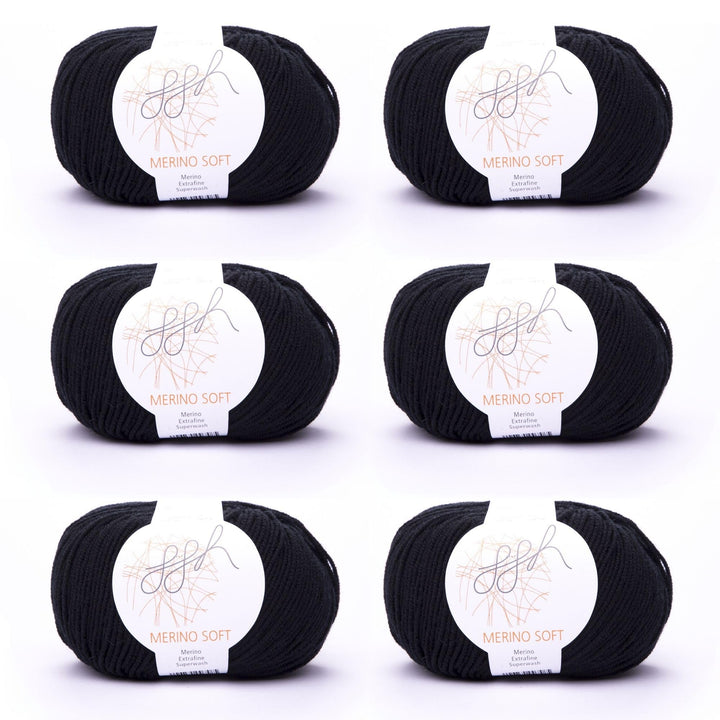 ggh Merino Soft Box | 6x50g (insgesamt 300g) Merinowolle zum Stricken | Lauflänge 170m/50g | Farbe 0