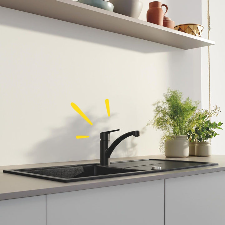 GROHE Start, Küchenarmatur mit flachem Auslauf (Wasserhahn für die Küche, 140° schwenkbar, wasserspa