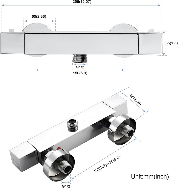 BONADE Duscharmatur mit Thermostat, Aufputz Mischbatterie Dusche mit 38°C Sicherheitstaste, Messing