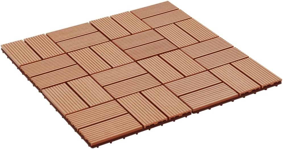 Festnight WPC Terrassendielen Terrassenplatten 30x30 cm 11er Spar Set für 1m² Teak in Holzoptik für