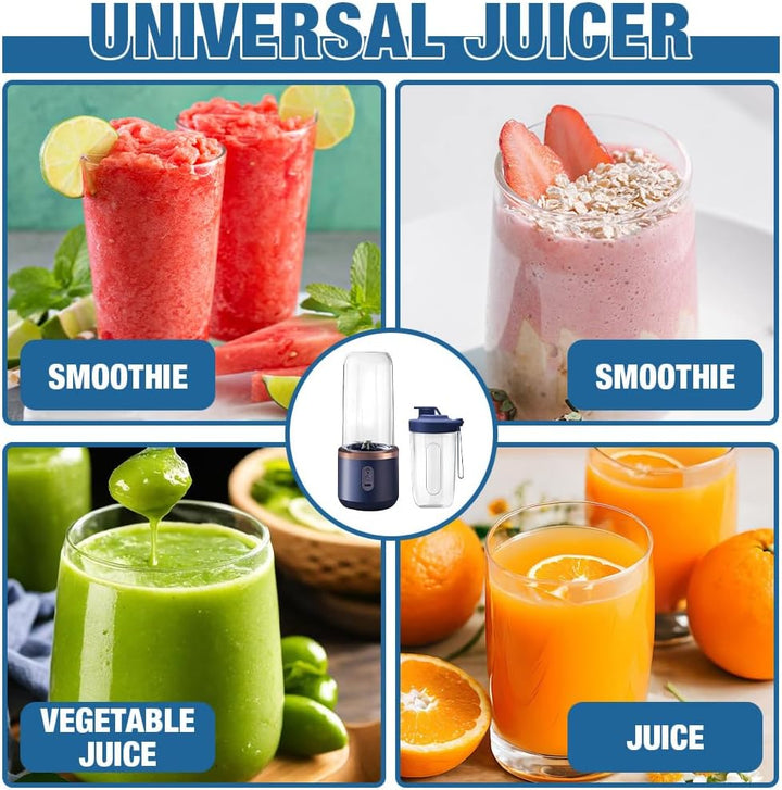 Tragbarer Mixer, 400ml Smoothie Maker, Portable Blender mit Ersatzbecher, Smoothie Blender mit 6-Kli