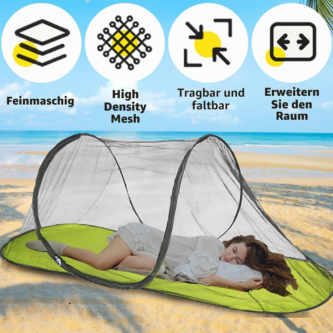Moskitonetz Reise Faltbares Pop-Up – Mosquito Netz Bett 200x72x70cm Ultralight 360° Schutz, 210D Oxf