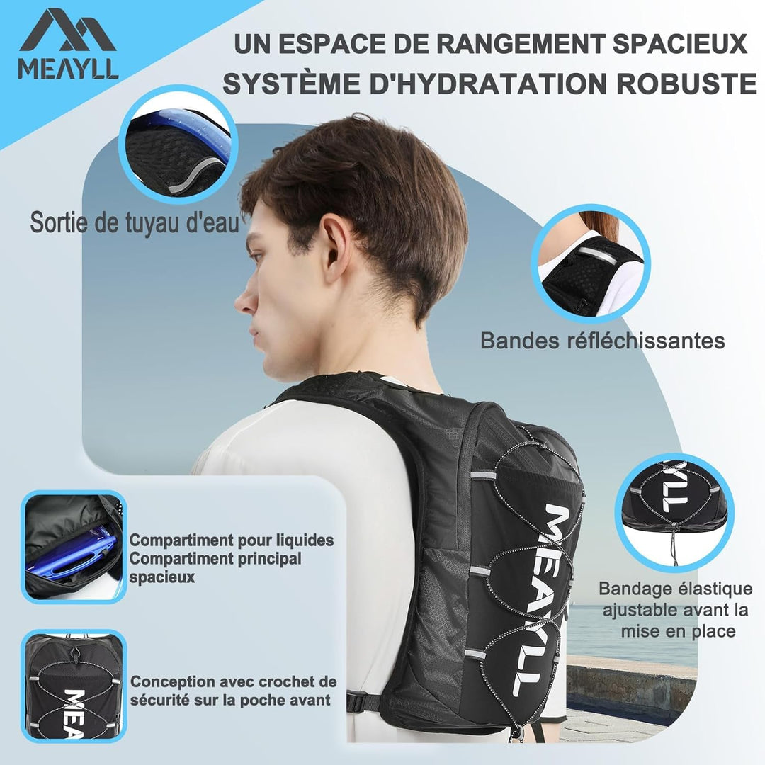 Laufweste für Damen & Herren mit 500 ml TPU Trinkflasche – Leichter und bequemer Laufrucksack, 7 L V