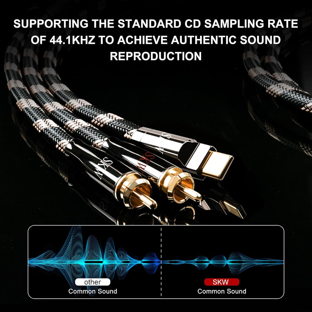 SKW Audiophiles Type C auf 2RCA Kabel, USB C auf Cinch Audio Kabel für Telefon, Laptop, Verstärker,