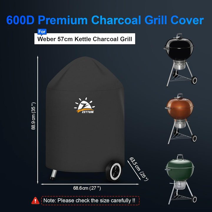 Zettum Kugelgrill Abdeckung Grill - 600D Oxford Holzkohle Abdeckhaube Grill für Weber 57 CM Barbecue