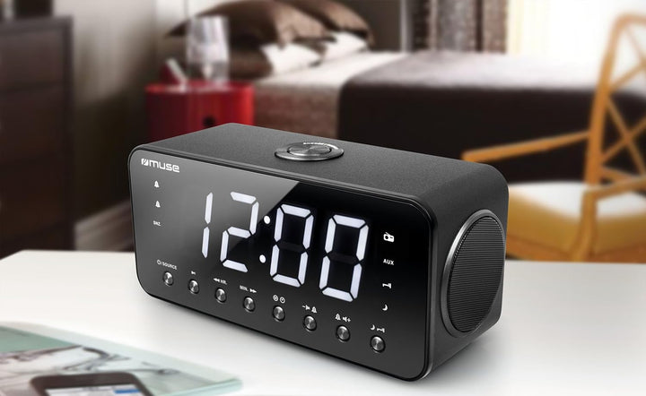 Muse M-192 CR Uhrenradio mit Jumbo Display Dual Alarm (Schlummer/Einschlaf/NAP-Funktion) schwarz, Sc
