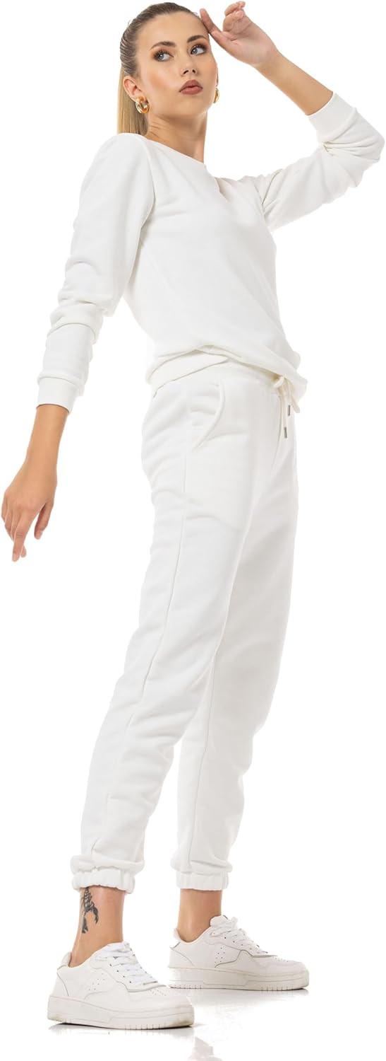 Red Bridge Damen Freizeitanzug Jogginganzug Hose Sweatshirt Premium Basic XS Ecru, XS Ecru