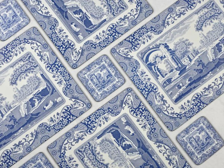 Blue Italian Placemats, Wood, Blue and White, 40.1 x 29 x 0.58 cm