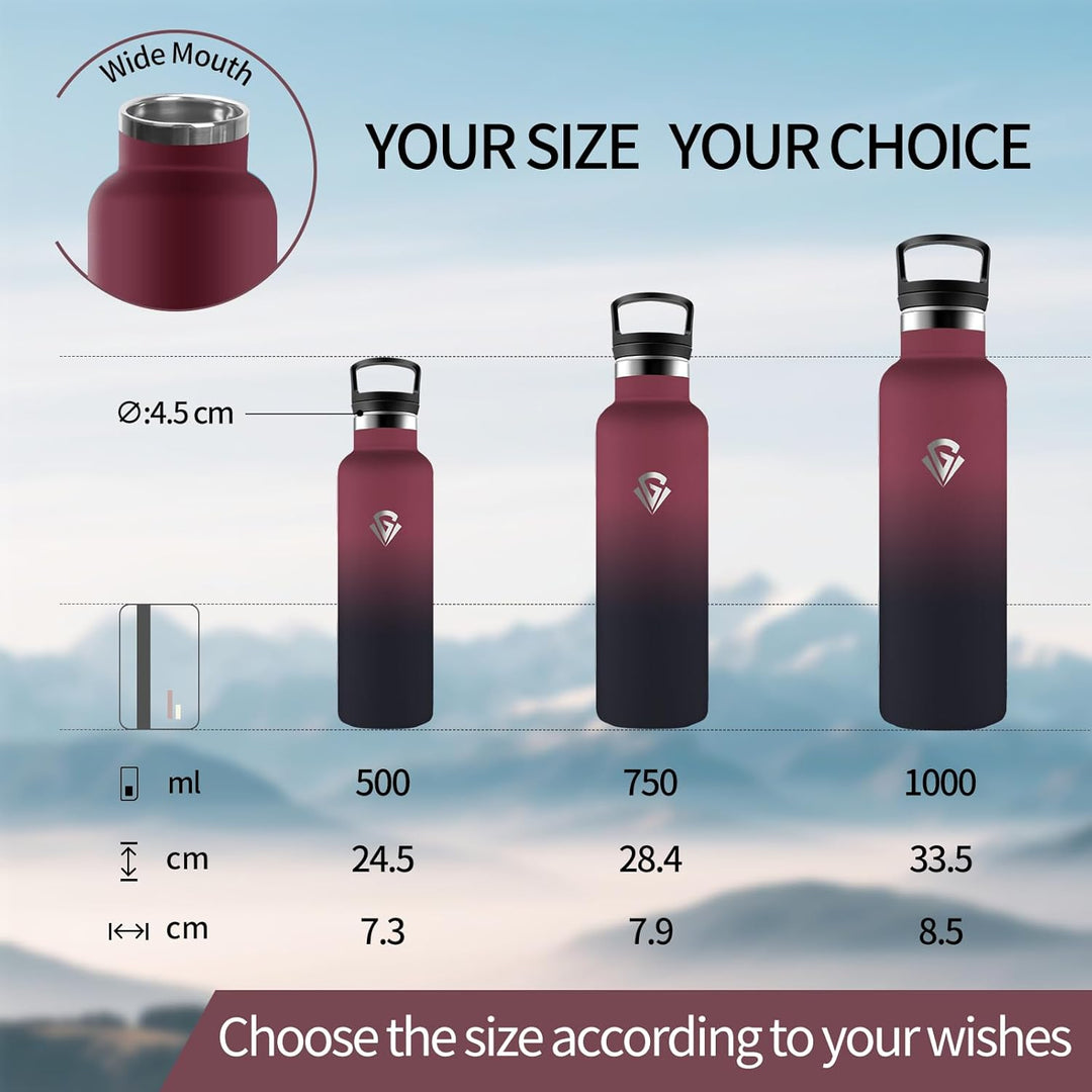 Trinkflasche, 750 ML BPA-Frei, Thermosflasche, Auslaufsichere Isolierflasche Doppelwandig, Wasserfla