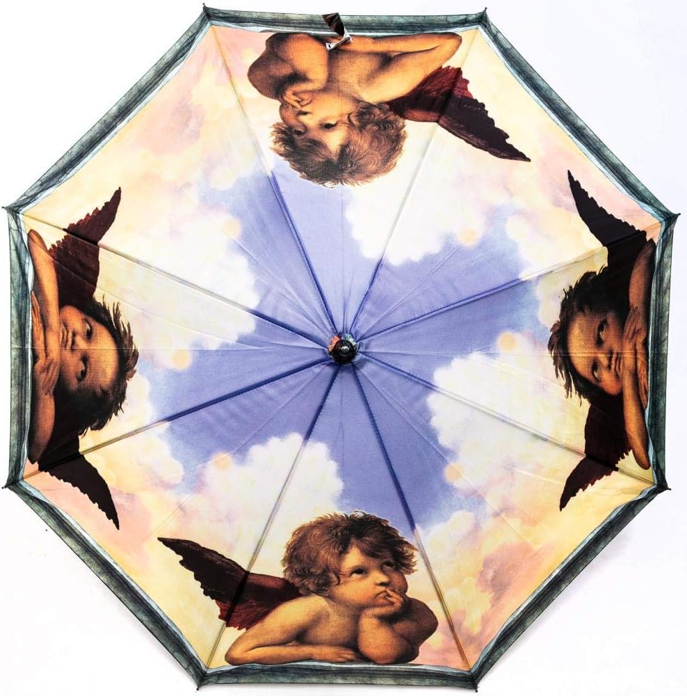 LUCKYWEATHER Regenschirm Stockschirm Damen/Herren Motiv Raffael Engel I Stockregenschirm gross und s
