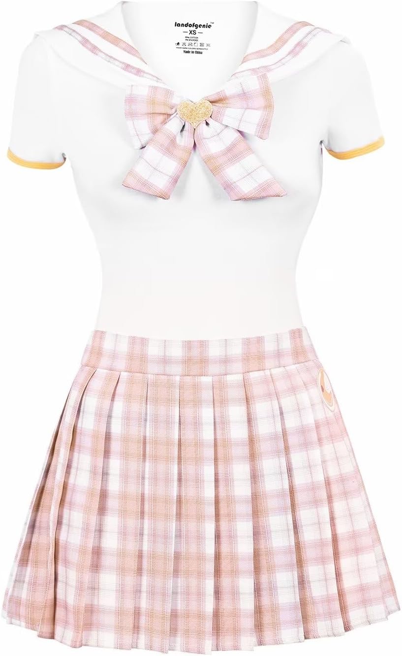 Landofgenie Damen Onesie Baumwolle Bodysuit Set für Damen Cosplay JK-Uniform Mädchen Rock-Sets Orang