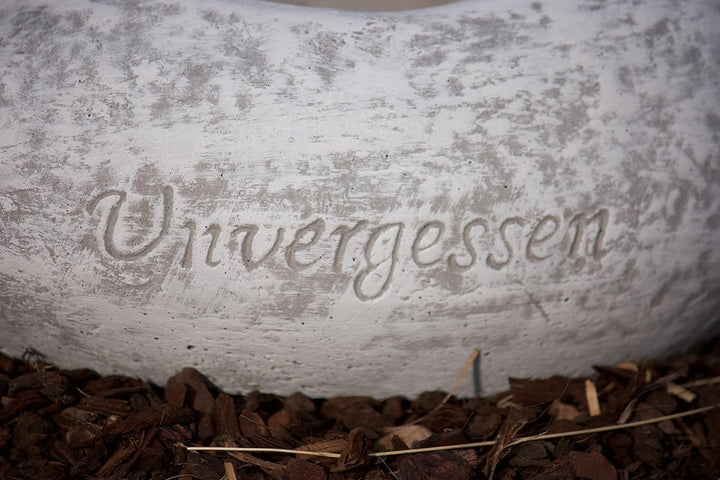 Grabschmuck Pflanzschale Herz Unvergessen, Frost- und wetterfest, massiver Steinguss