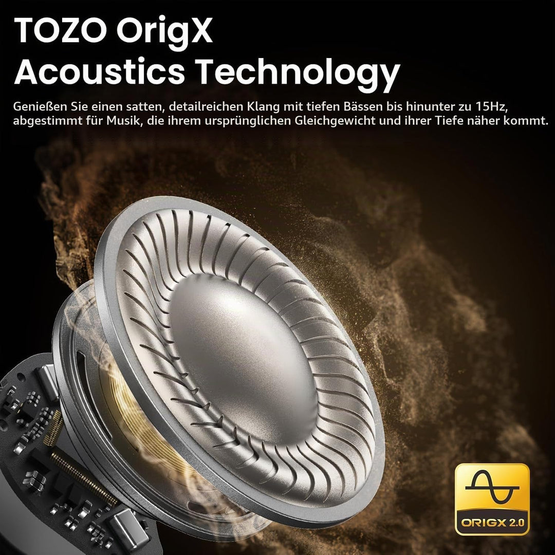 TOZO NC9 In Ear Kopfhörer Kabellos Bluetooth 5.3 mit Hybrid Active Noise Cancelling, 6 Mikrofone für