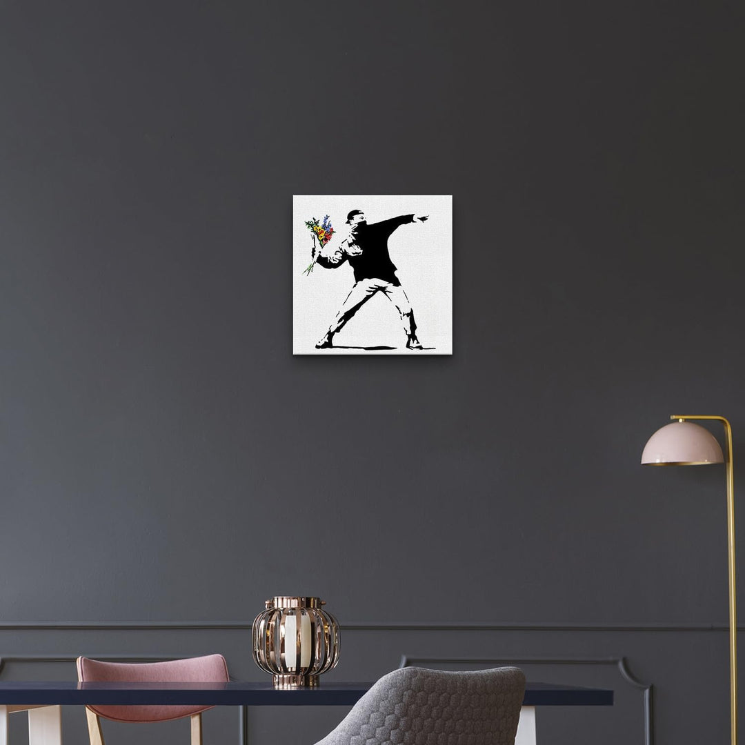 Giallobus - Gemälde - Banksy - - Standardleinwand - 35x35-15 - Blumenkrug - Bereit zum Aufhängen - M