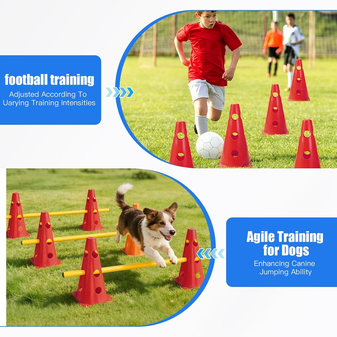 Agility Set Hunde, Agility Trainingsgerät Sports Cavaletti Hunde Steckhürdenset, Kegel Trainingshürd