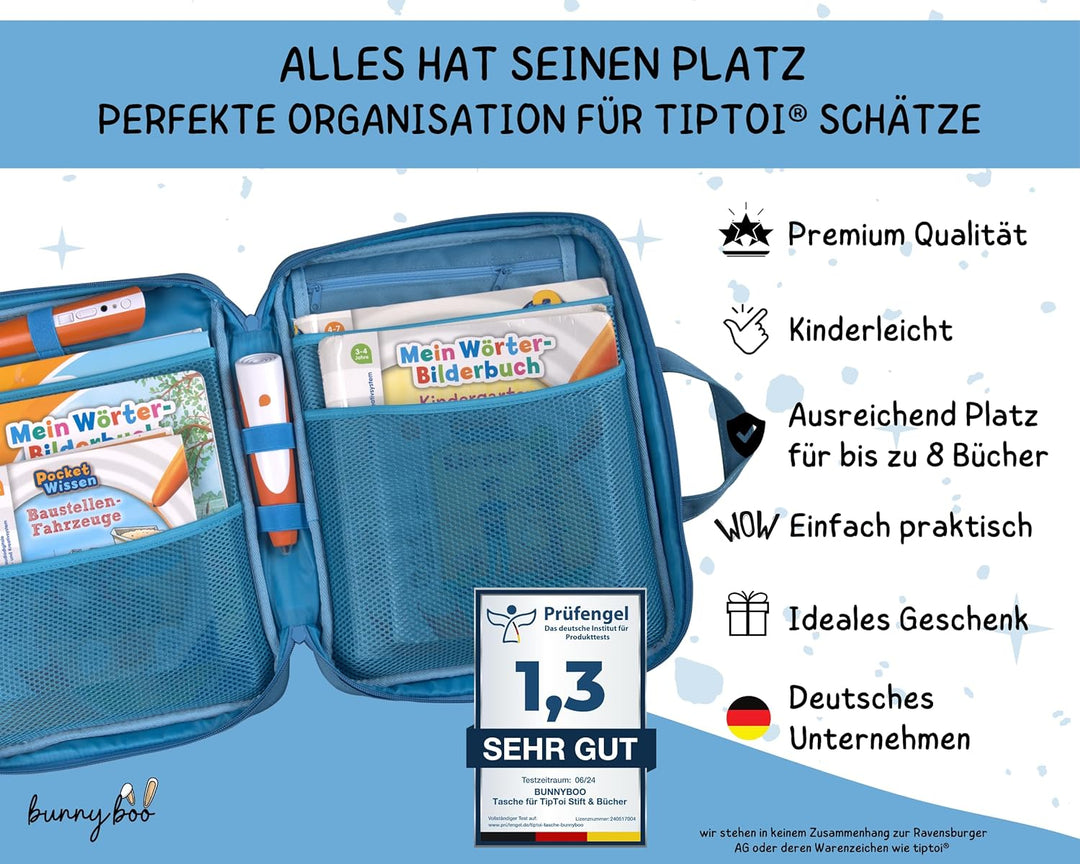 bunnyboo Tasche für TipToi - Platz für bis zu 8 Bücher - TipToi Starterset mit Einsatz für Tiptoi St