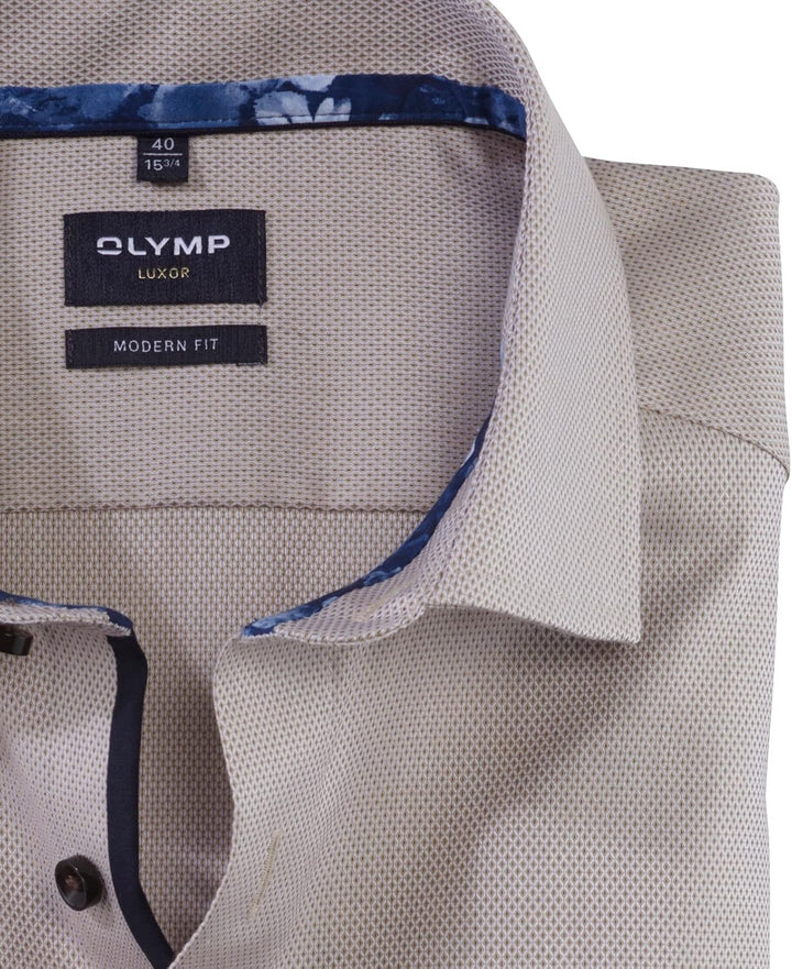 OLYMP Herren Businesshemd Kurzarm Luxor,Einfarbig,modern fit,Global Kent 42 Natur 22, 42 Natur 22