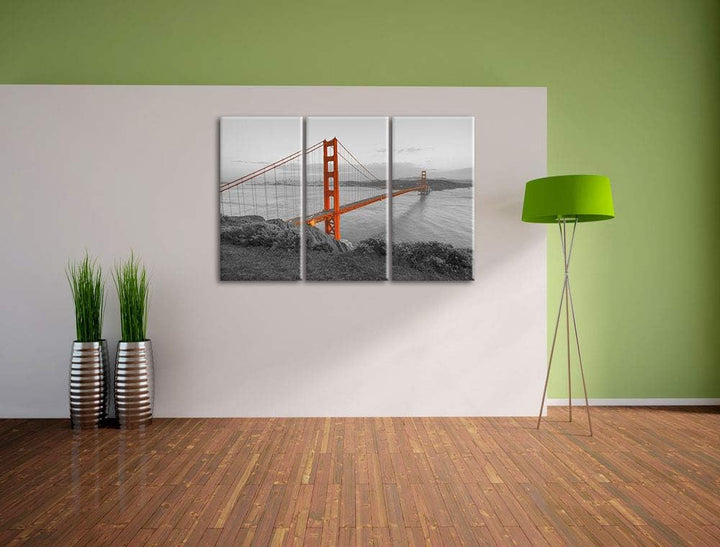 Pixxprint Golden Gate Bridge San Francisco als Leinwandbild | Grösse: 3 Teilig (120x80) | Wandbild|
