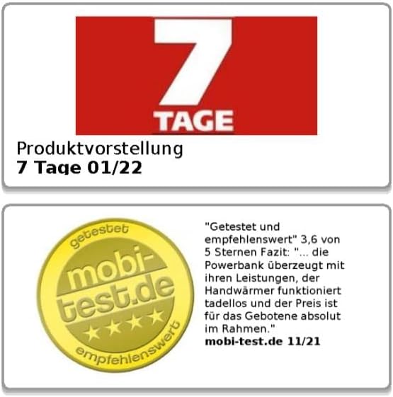 revolt Handy Akku: 2er-Set USB-Powerbank & 2-Stufen-Handwärmer, 2 A, 10.000 mAh, Display (Handtasche