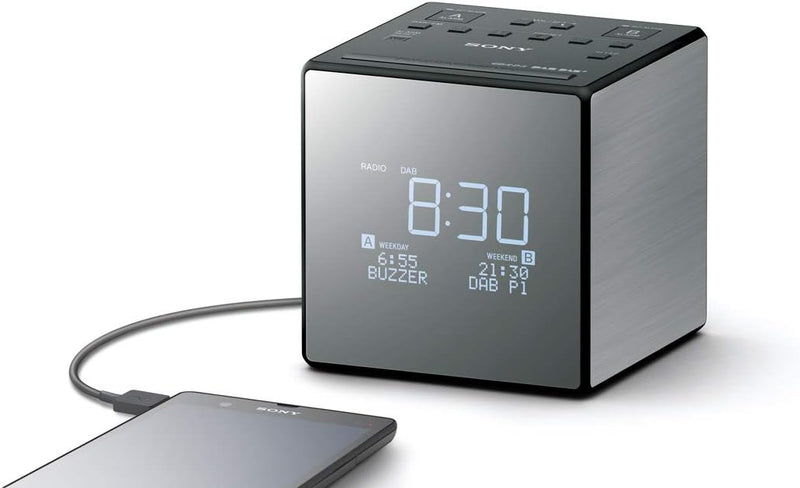 Sony XDR-C1DBP Uhrenradio (DAB/DAB+, digitalem Radioempfang, grosse Uhranzeige mit Helligkeitssteuer