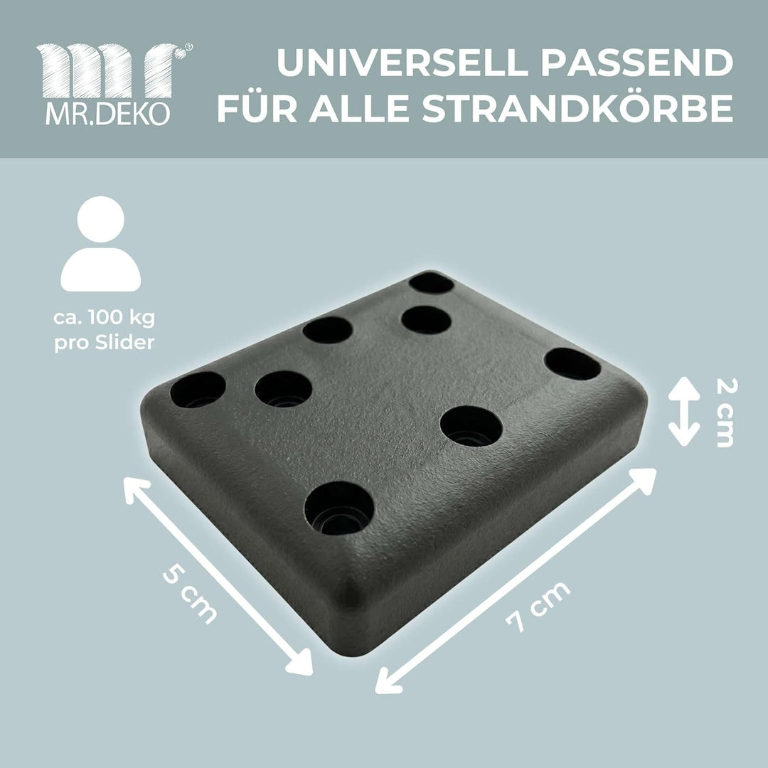 MR. DEKO® Strandkorb PE Gleiter 4er Set | Bodenabstandshalter Füsse für Möbel | Möbelfüsse Schraubba
