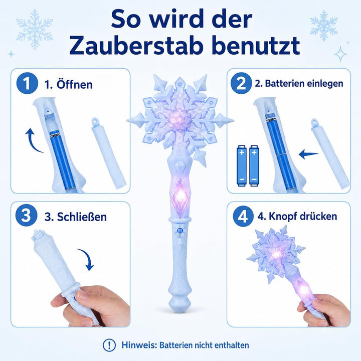 MAGICLULU Schnee Zauberstab Blitzstäbe Schneeflockenstäbe Mädchen Kleider Leuchtende Schneeflocke Le