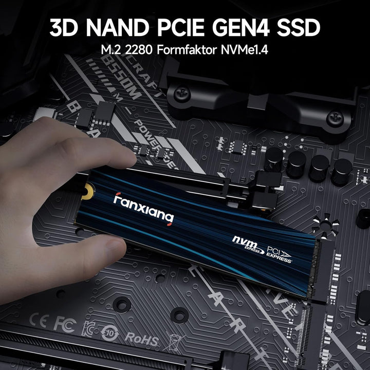 fanxiang NVMe SSD 1TB, M.2 PCIe Gen4x4 Gaming Solid State Laufwerk, 7100MB/s Lesen, 6100 MB/s Schrei