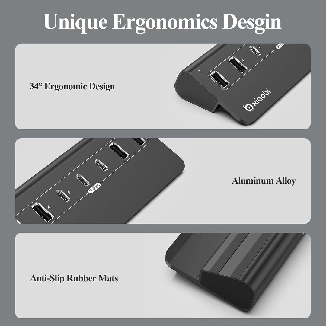 USB Hub mit Netzteil, 7 Port USB Hub 3.2 Gen 2, 10 Gbps USB Verteiler mit Netzteil 5V 3A Powered USB