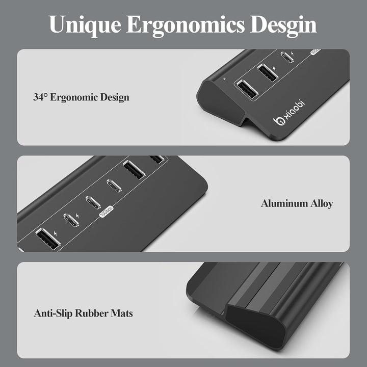 USB Hub mit Netzteil, 7 Port USB Hub 3.2 Gen 2, 10 Gbps USB Verteiler mit Netzteil 5V 3A Powered USB