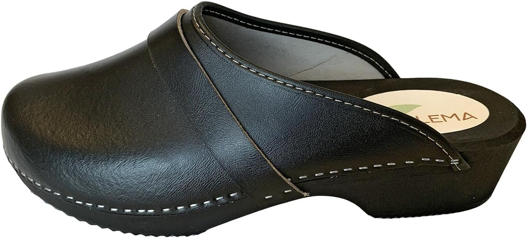 Solema Erik Lederschuhe Clog Pantolette Komfortschuhe Hausschuhe, Herren 43 EU Schwarz, 43 EU Schwar
