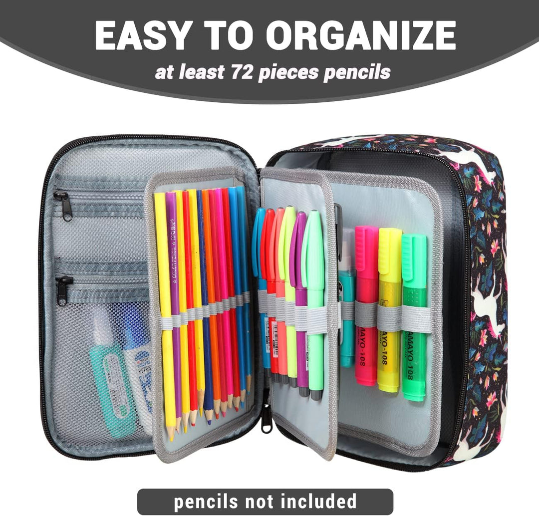 VASCHY Grosse Federmäppchen, Multi Fächer Mäppchen Organizer 72 Stück Etui Schule Federmappe Federta