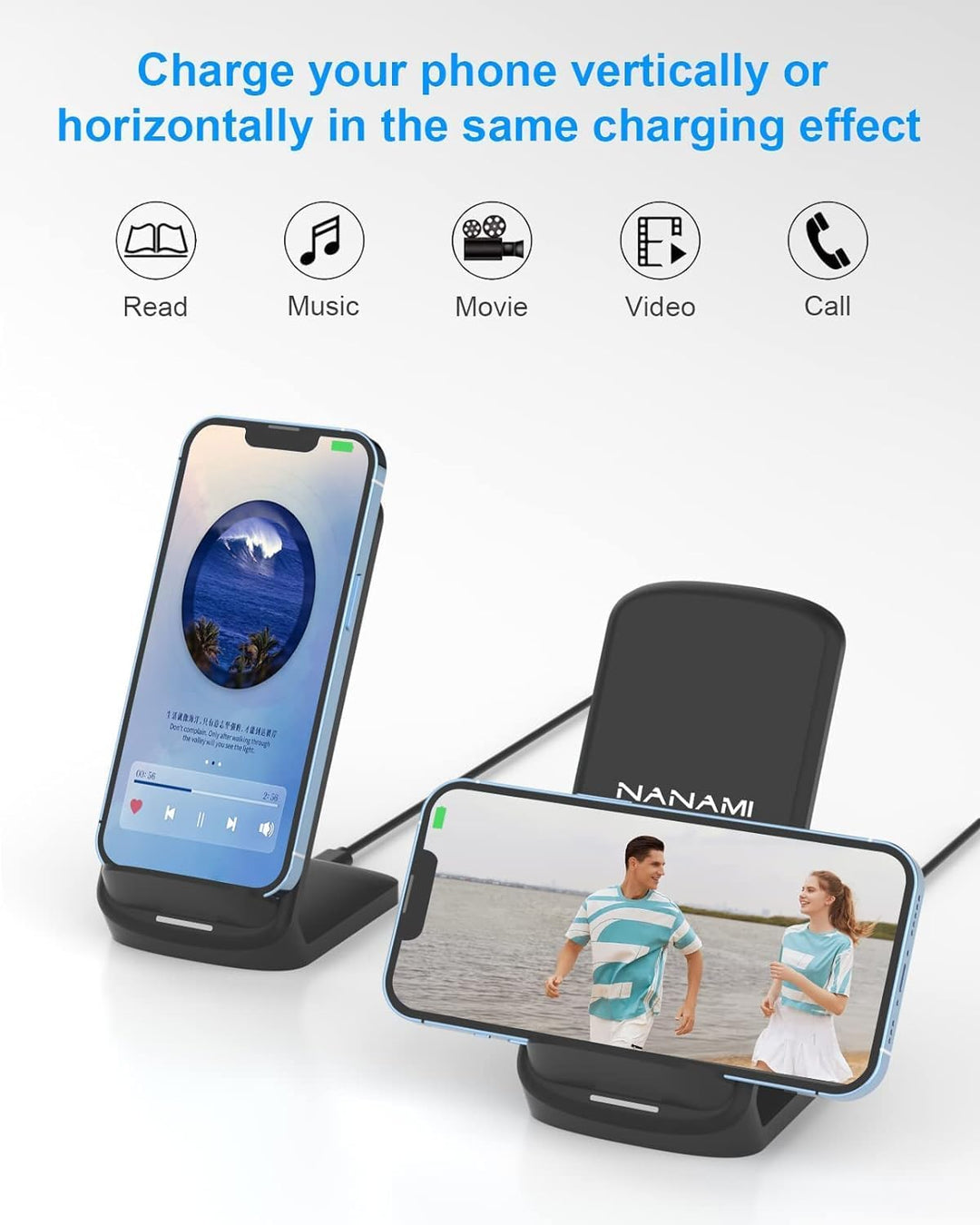 NANAMI Fast Wireless Charger, 10W Induktive Ladestation mit USB ladegerät für Samsung Galaxy S24/S23