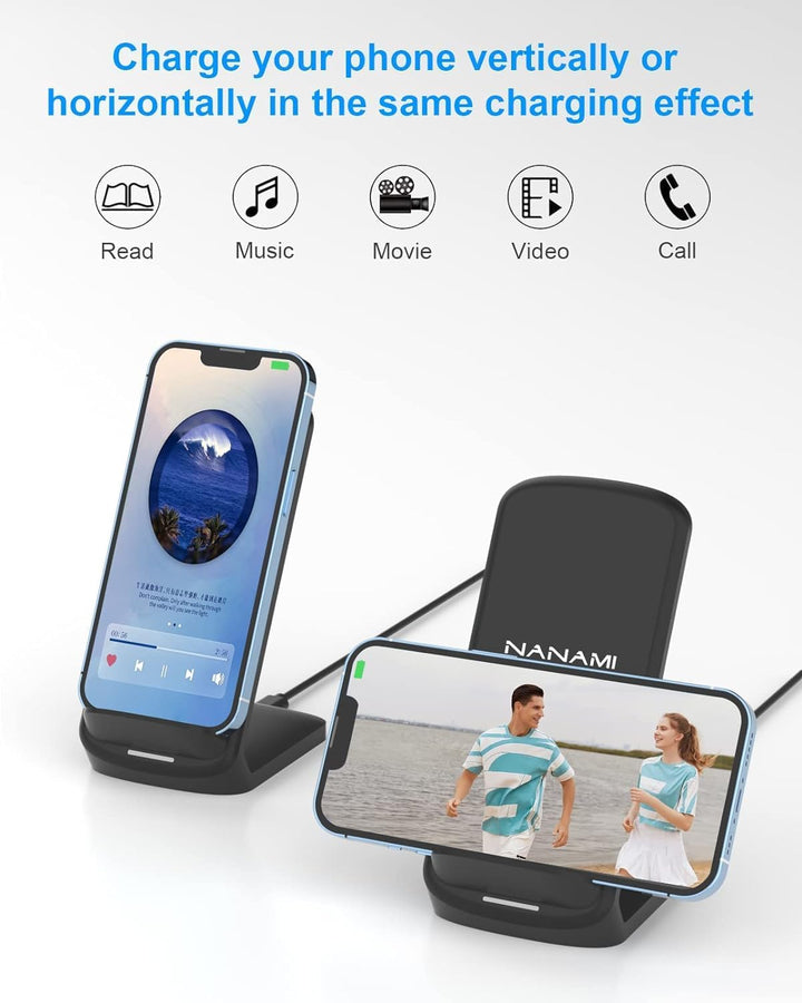 NANAMI Fast Wireless Charger, 10W Induktive Ladestation mit USB ladegerät für Samsung Galaxy S24/S23