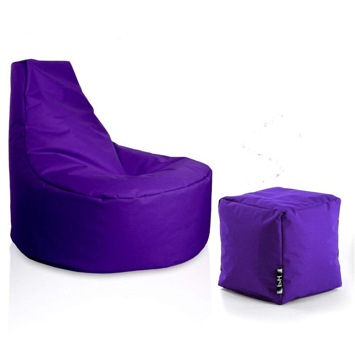PATCH HOME Gamer Sessel inkl. Würfel Bean Bag Set Ø75cm, 30cm Sitzhöhe, 80cm Höhe + 35x35cm Würfel L