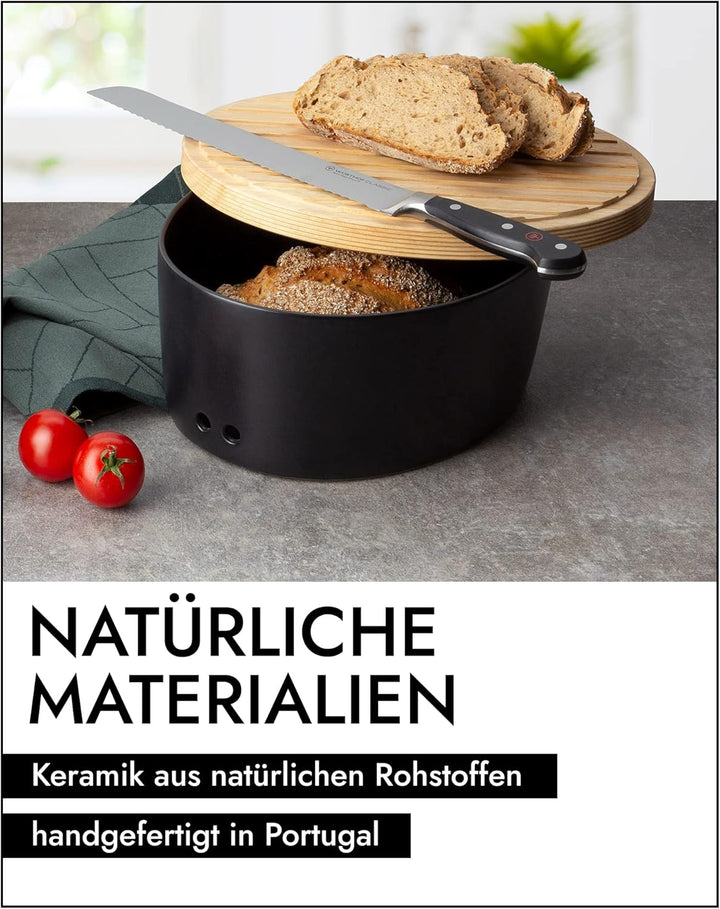 CONTINENTA Brottopf Keramik | Mit Praktischen Luftlöchern Gegen Austrocknen &amp; Schimmel | Handmade In